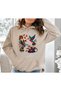 Unisex Beige Loose Cut Hooded Sweatshirt with Inner Pockets Warm Hoodie