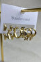 Steel Earring Set with Star Theme, Dangle Style, Anti-Tarnish, Anti-Allergic, with Ring Clip Closure - 3
