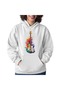 Unisex White Streetwear Oversize Hooded Casual Cotton Sweatshirt with Pockets