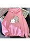 Unisex Pink Streetwear Oversize Hooded Casual Cotton Sweatshirt with Pockets