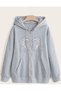 Unisex Gray 3 Thread Threaded Oversize Hooded Sweatshirt Basic Comfortable Cut