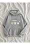 Unisex Gray 3 Thread Threaded Oversize Hooded Sweatshirt Basic Comfortable Cut