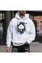 Unisex White 3 Thread Raster Oversize Hooded Sweatshirt Basic Comfortable Cut