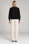 Women's V-Neck Hair Knit Long Sleeve Knitwear Sweater Black - 2