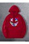 Unisex Red Kangaroo Pocket Thick Fabric Oversize Hooded Sweatshirt Hoodie