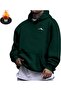 Unisex Green Relaxed Fit Hooded Kangaroo Pocket Thick Sweatshirt