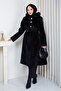 Women's Brooched Collar Fur Detailed Coat