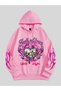 Modexa Unisex Hoody Pink Loose Fit Hooded Sweatshirt with Inner Piping Warm Hoodie
