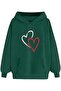 Unisex Green Low Shoulder Oversize Hooded Casual Sweatshirt with Kangaroo Pocket