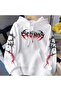 Unisex White Streetwear Oversize Hooded Casual Cotton Sweatshirt with Pockets