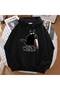 Unisex Black Streetwear Oversize Hooded Casual Cotton Sweatshirt with Pockets