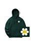 Unisex Green 3 Thread Threaded Oversize Hooded Sweatshirt Basic Comfortable Cut