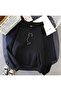 Unisex Black 3 Thread Threaded Oversize Hooded Sweatshirt Basic Comfortable Cut