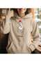 Unisex Beige 3 Thread Threaded Oversize Hooded Sweatshirt Basic Comfortable Cut