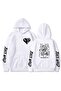 Unisex White Streetwear Oversize Hooded Casual Cotton Sweatshirt with Pockets