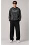 Unisex Anthracite Vintage Effect Washed 3 Thread Hooded Sweatshirt Relaxed Fit