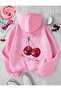 Unisex Pink 3 Thread Threaded Oversize Hooded Sweatshirt Basic Comfortable Cut
