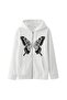 Unisex White 3 Thread Raster Oversize Hooded Sweatshirt Basic Comfortable Cut