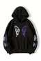 Unisex Black 3 Thread Threaded Oversize Hooded Sweatshirt Basic Comfortable Cut
