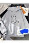 Unisex Gray Kangaroo Pocket Thick Fabric Oversize Hooded Sweatshirt Hoodie