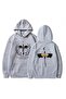 Unisex Gray Oversize Hooded Sweatshirt with Kangaroo Pocket, 3 Thread Raster Hoodie