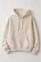 Unisex Beige Loose Cut Hooded Sweatshirt with Inner Pockets Warm Hoodie