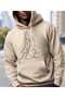 Unisex Beige Hooded Oversize Sweatshirt Comfortable Fit Cotton with Fleece Inside