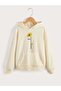 Unisex Beige 3 Thread Threaded Oversize Hooded Sweatshirt Basic Comfortable Cut