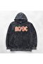 Unisex Anthracite Washed Kangaroo Pocket Hooded Casual Sweatshirt with Vintage Effect
