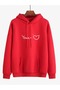 Unisex Red Hooded Oversize Sweatshirt Comfortable Fit Cotton with Fleece Inside
