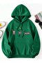Unisex Green Casual Cut Hooded Sweatshirt with Inner Pockets Warm Hoodie