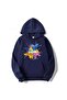 Unisex Navy Blue Relaxed Fit Hooded Kangaroo Pocket Thick Sweatshirt