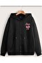 Unisex Black Streetwear Oversize Hooded Casual Cotton Sweatshirt with Pockets