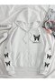 Unisex White Relaxed Fit Hooded Kangaroo Pocket Thick Sweatshirt