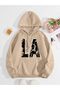 Unisex Beige Oversize Hooded Sweatshirt with Kangaroo Pocket, 3 Thread Raster Hoodie