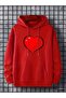 Unisex Red Loose Fit Hooded Sweatshirt with Inner Pockets, Warm Hoodie
