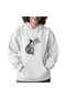 Unisex White 3 Thread Raster Oversize Hooded Sweatshirt Basic Comfortable Cut