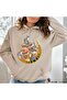 Unisex Beige 3 Thread Threaded Oversize Hooded Sweatshirt Basic Comfortable Cut
