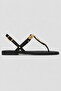 Black Flip-Flop Women's Sandals with Gold Buckle - 3
