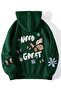 Unisex Green Casual Cut Hooded Sweatshirt with Inner Pockets Warm Hoodie