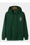 Modexa Unisex Hoody Green 3 Thread Threaded Oversize Hooded Sweatshirt Basic Comfortable Cut