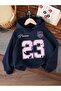 Unisex Navy Blue Low Shoulder Oversized Hooded Casual Sweatshirt with Kangaroo Pocket