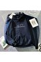 Unisex Navy Blue Hooded Oversize Sweatshirt Comfortable Fit Cotton with Fleece Inside