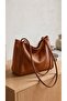Noya Soft Model Zippered Women's Hand and Shoulder Bag Brown - 6