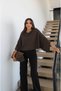 Brown Bat Sleeve Knitwear Blouse