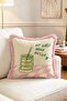Hot Girls Drink Matcha Written Pink Fringed Throw Pillow Cover - 2