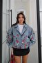 Blue Sequin Floral Embroidered Denim Jacket - 3