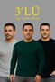 Men's Corded Fabric Knitwear Sweater Set of 3 Gray Khaki Black Regular Fit Crew Neck Knitwear Set Model Sweater