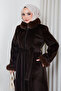 Women's Lined Belted Fur Detailed Coat