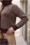 كارديجان تريكو منقوش بأزرار وياقة دائرية - بني - 4